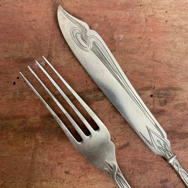 8 Teile Art Deco Dessertbesteck / Obstbesteck 800er Silber