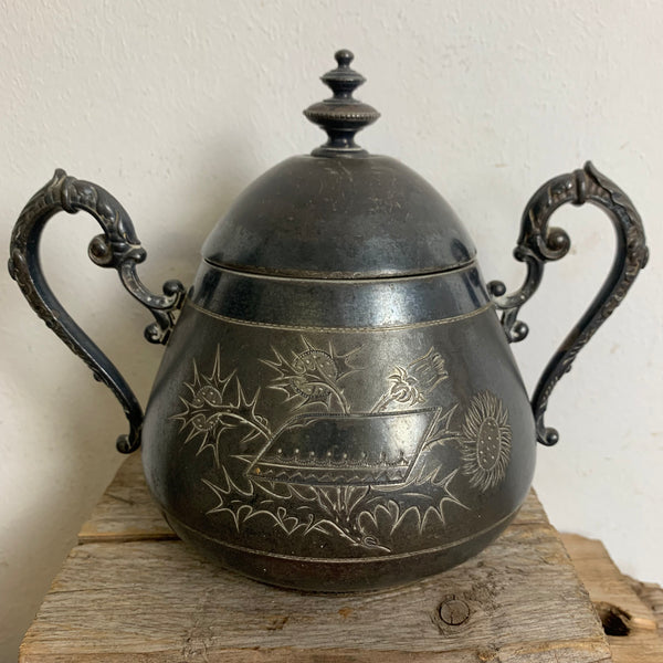 Jugendstil Kaffeekanne, Milchkännchen, Zuckerdose von WMF Britania