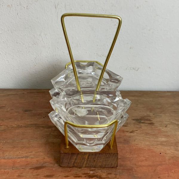 Mid Century Aschenbecher Set im Halter