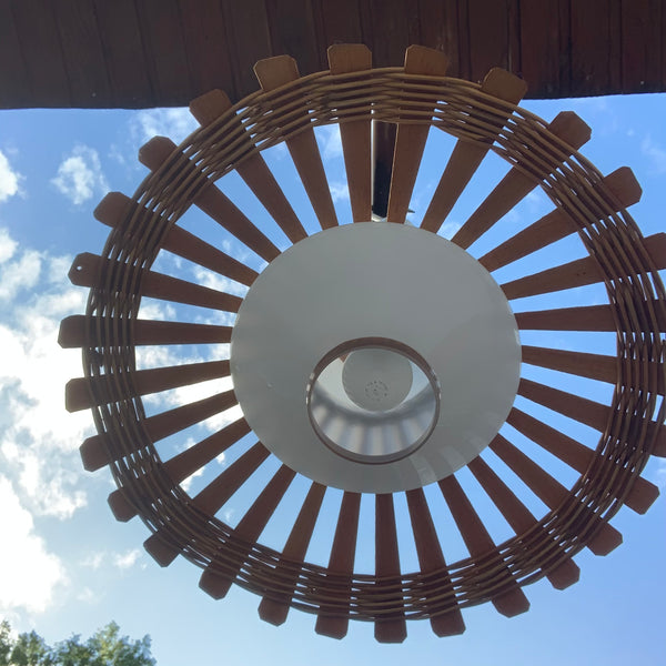 Vintage Deckenlampe aus Glas, Rattan und Holz von Doria Leuchten