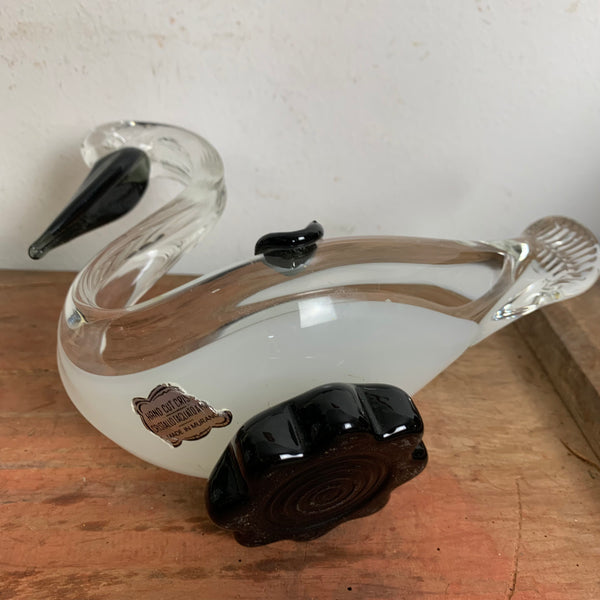Vintage Murano Aschenbecher Schwan weiß