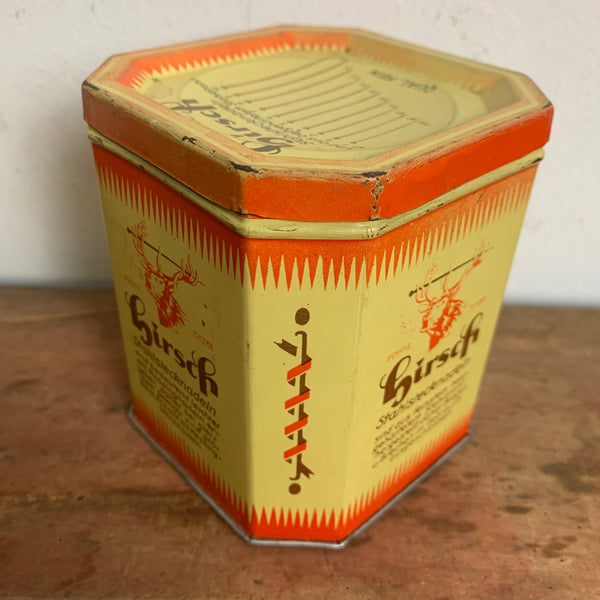 Vintage große Blechdose Hirsch Stahlstecknadeln
