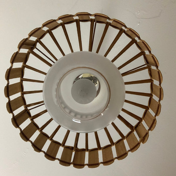Vintage Deckenlampe aus Glas, Rattan und Holz von Doria Leuchten
