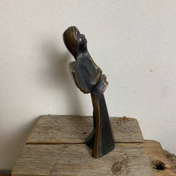 Skulptur Engel mit Flöte aus Bronze