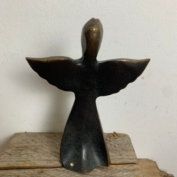 Skulptur Engel mit Flöte aus Bronze