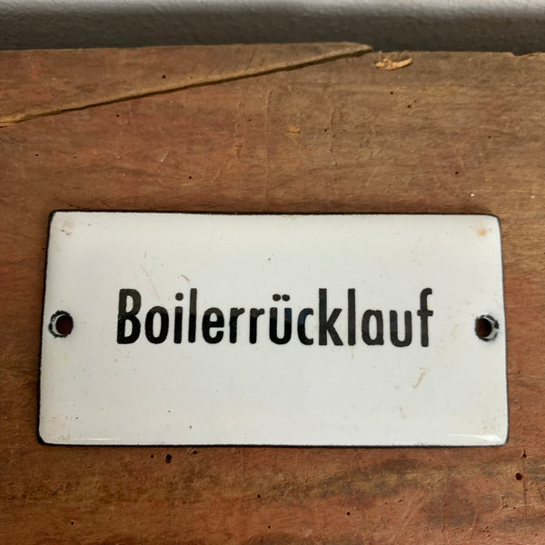 Emaille Schild Boilerrücklauf
