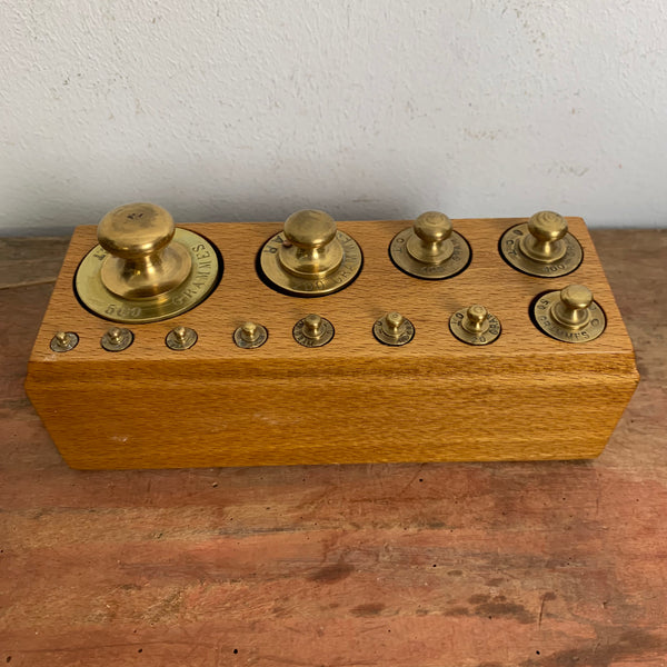 Vintage Messing Gewichte Gewichtesatz für Waage