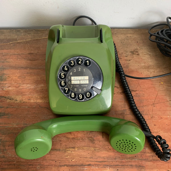 Vintage grünes Wählscheiben Telefon