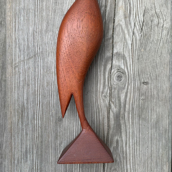 Großer Mid Century Teakholz Kranich