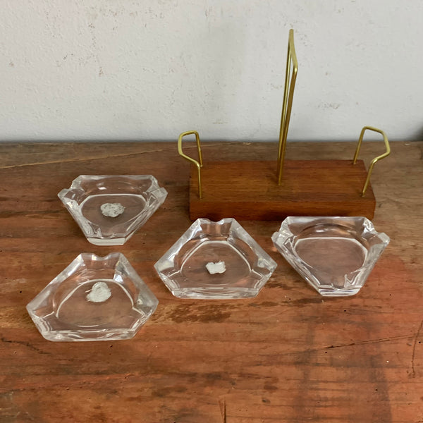 Mid Century Aschenbecher Set im Halter