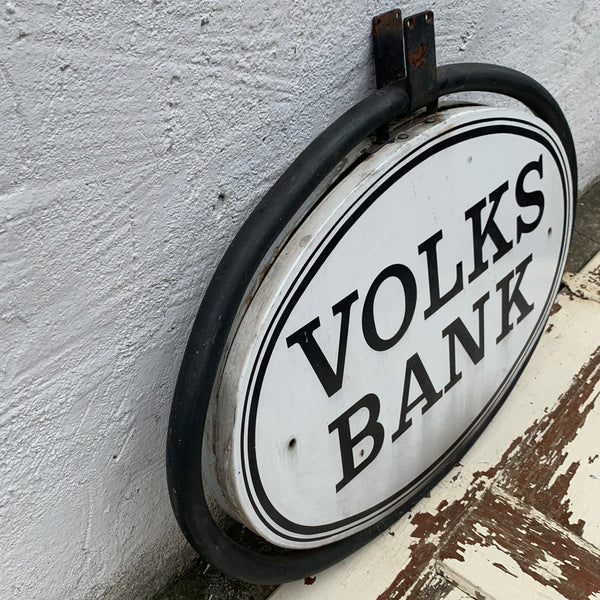 Vintage 2 Emaille Schild Volksbank