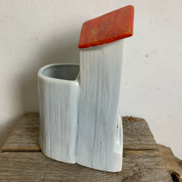 Vintage Porzellanfigur Behälter Frau auf Toilette
