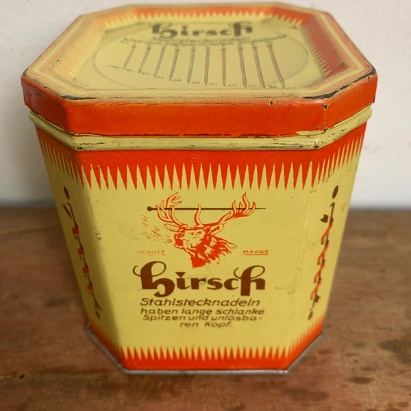 Vintage große Blechdose Hirsch Stahlstecknadeln