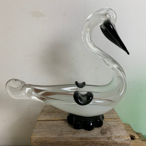 Vintage Murano Aschenbecher Schwan weiß