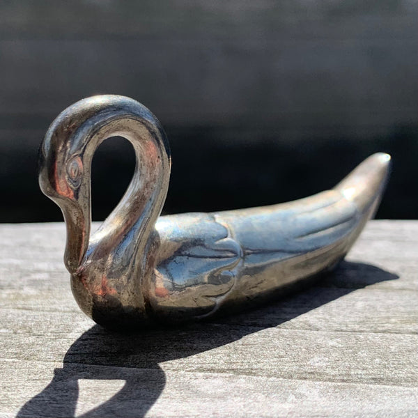 6 vintage versilberte Messerbänke Schwan