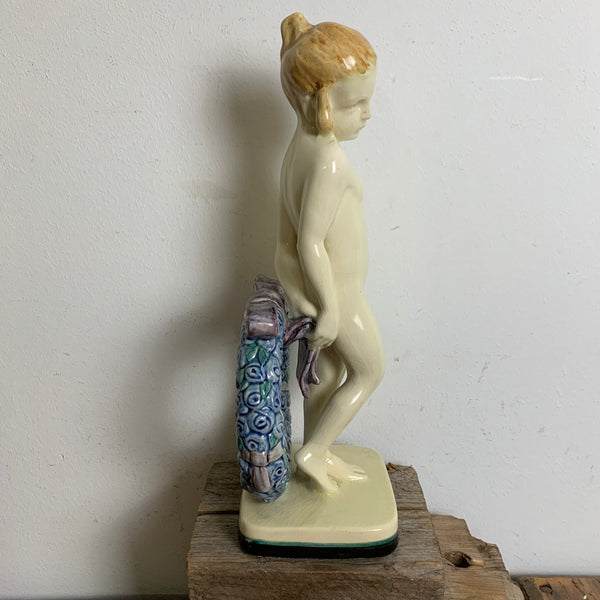 Jugendstil Karlsruher Majolika Porzellan Skulptur von Armin Müller