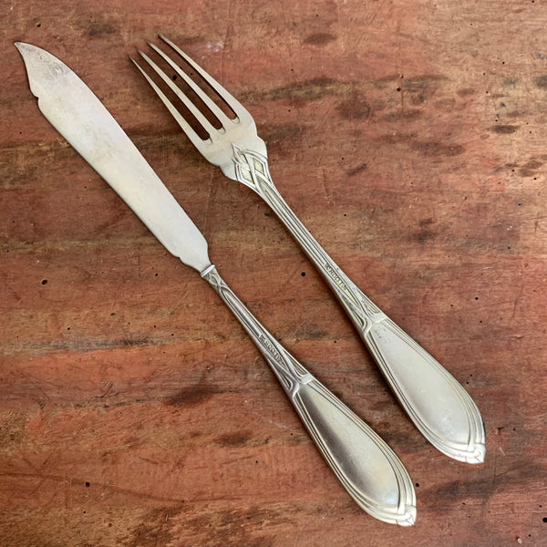 8 Teile Art Deco Dessertbesteck / Obstbesteck 800er Silber