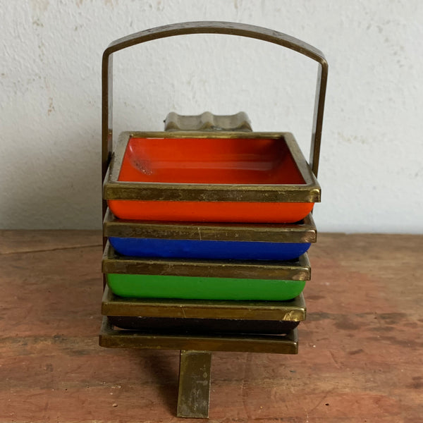Mid Century Aschenbecher Set im Halter