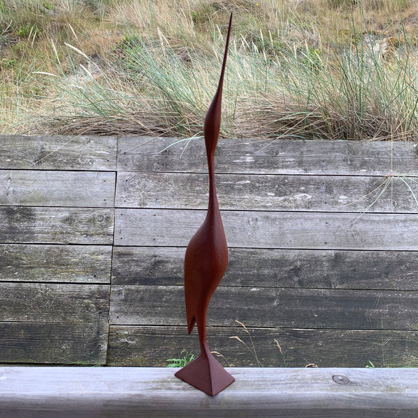 Großer Mid Century Teakholz Kranich