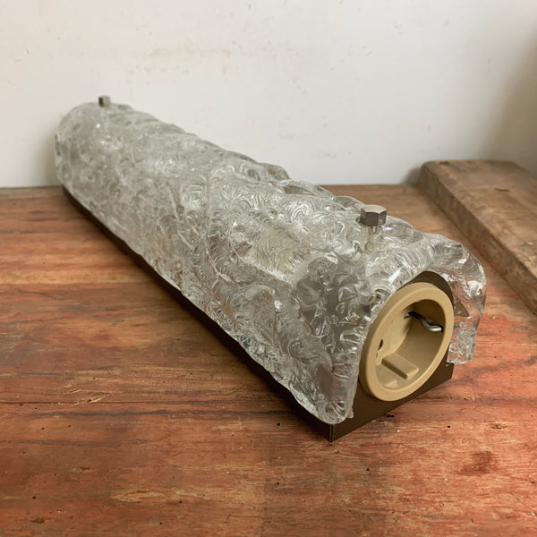 Vintage Tube Wandlampe aus Ice Glas von Hillebrand