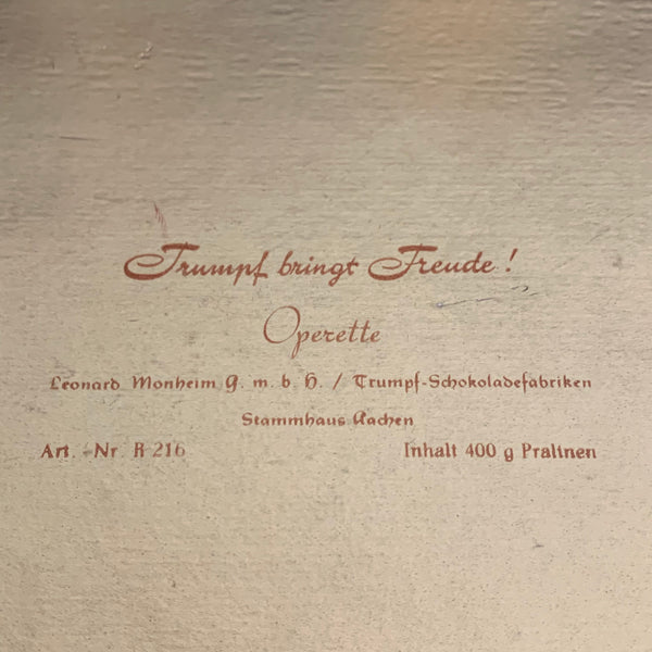 Vintage Trumpf Pralinenschachtel Operette aus den 50er Jahren mit Stoffbezug