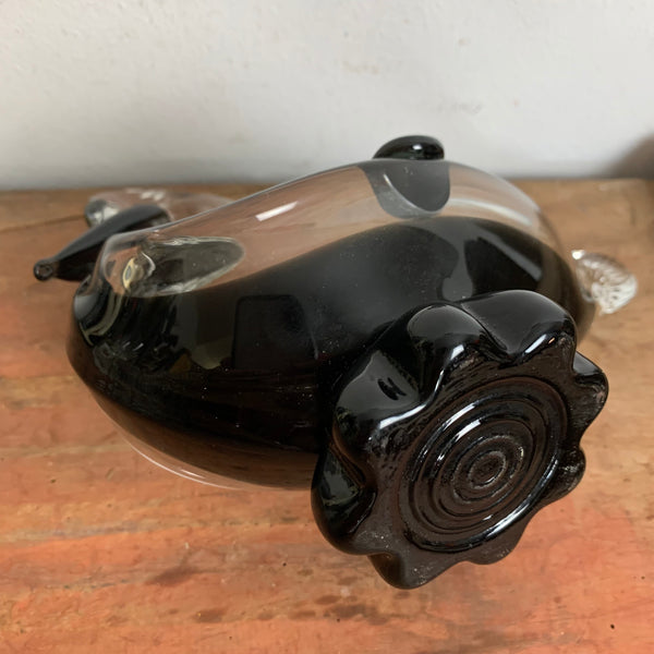 Vintage Murano Aschenbecher Schwan schwarz