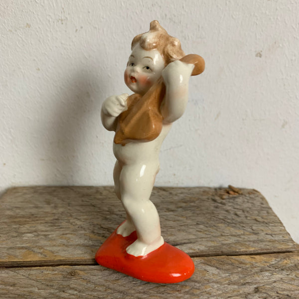 Vintage Porzellanfigur Putte auf Herz von Hummel