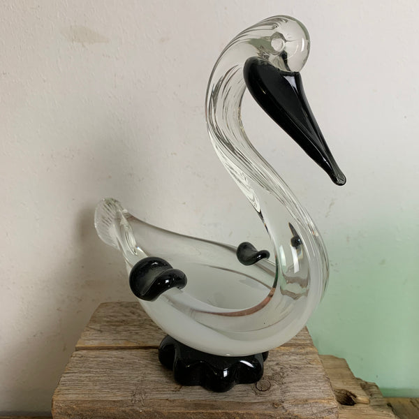 Vintage Murano Aschenbecher Schwan weiß