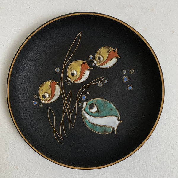 Vintage Keramik Wandteller von Ruscha Fische 717 - 1