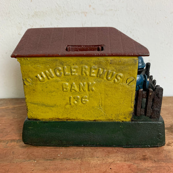 Antike mechanische Spardose aus Gusseisen Uncle Remus Bank 136
