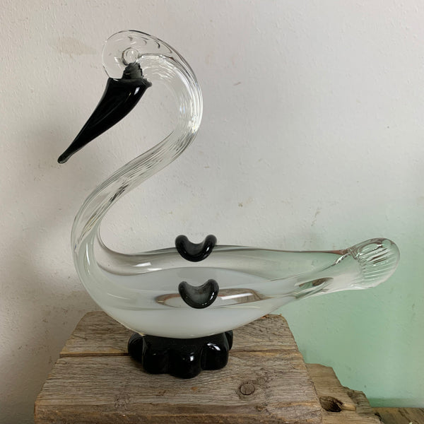 Vintage Murano Aschenbecher Schwan weiß