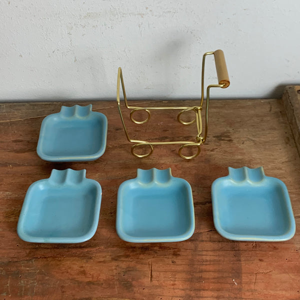 Mid Century Aschenbecher Set im Halter