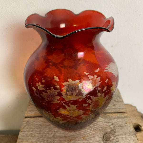 Vintage Vase rubinrot Kristall Glas