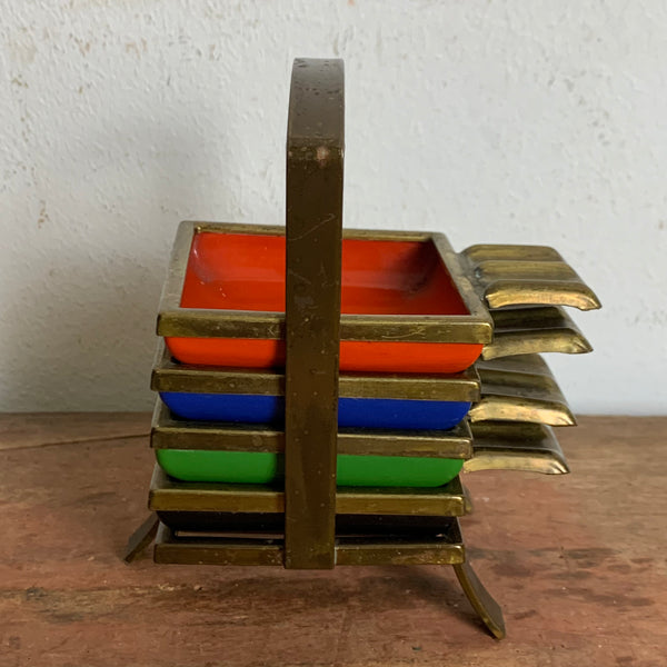 Mid Century Aschenbecher Set im Halter