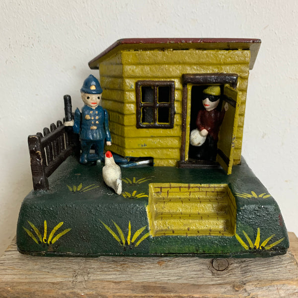 Antike mechanische Spardose aus Gusseisen Uncle Remus Bank 136