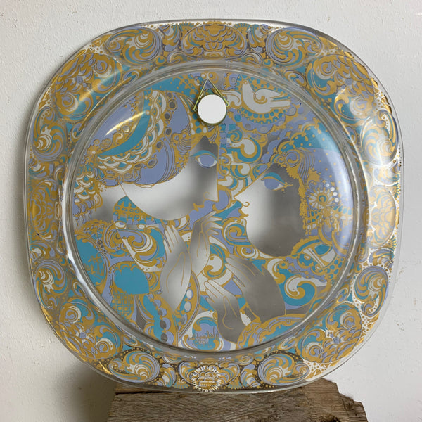 Weihnachtsteller 1977 von Björn Wiinblad für Rosenthal in Glas