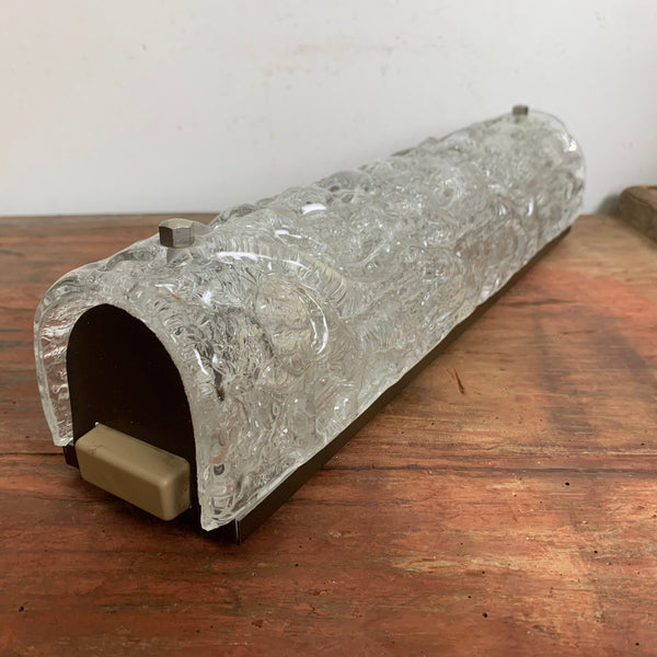 Vintage Tube Wandlampe aus Ice Glas von Hillebrand