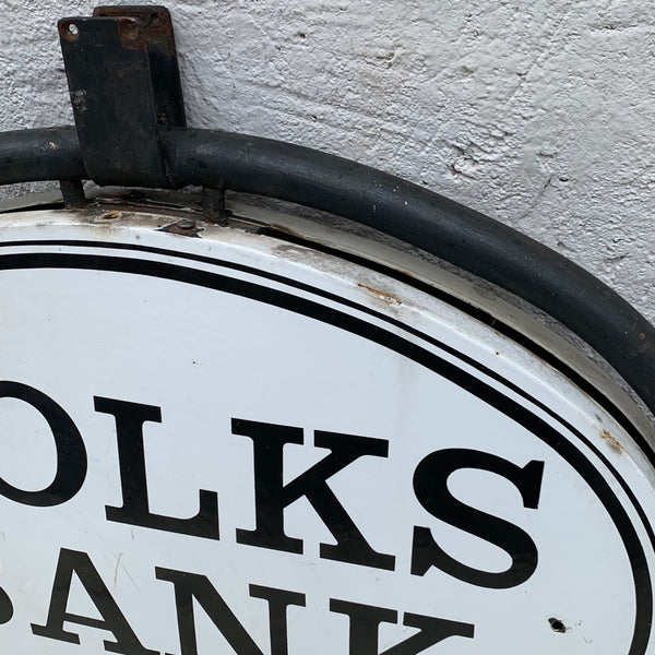 Vintage 2 Emaille Schild Volksbank
