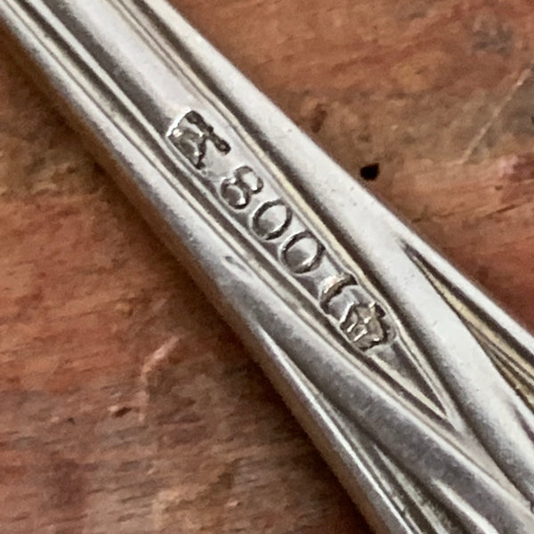 8 Teile Art Deco Dessertbesteck / Obstbesteck 800er Silber