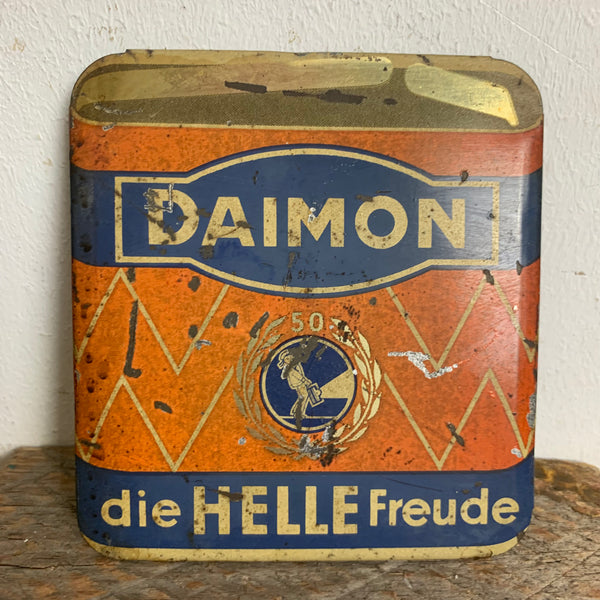 Vintage Blechschild von Daimon Batterien