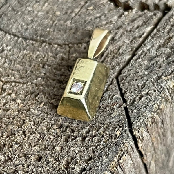 Goldanhänger 585er mit Diamant als Goldbarren
