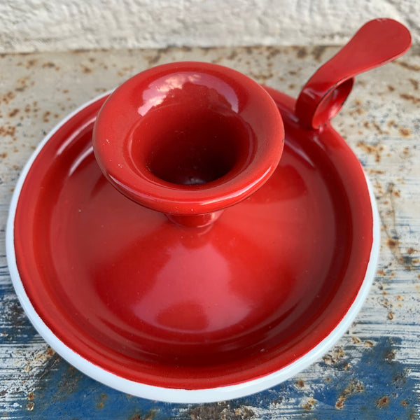 Emaille Kerzenhalter in rot