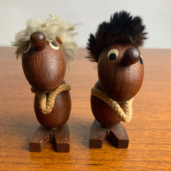 Teak Figuren Optimist und Pessimist von Hans Bolling