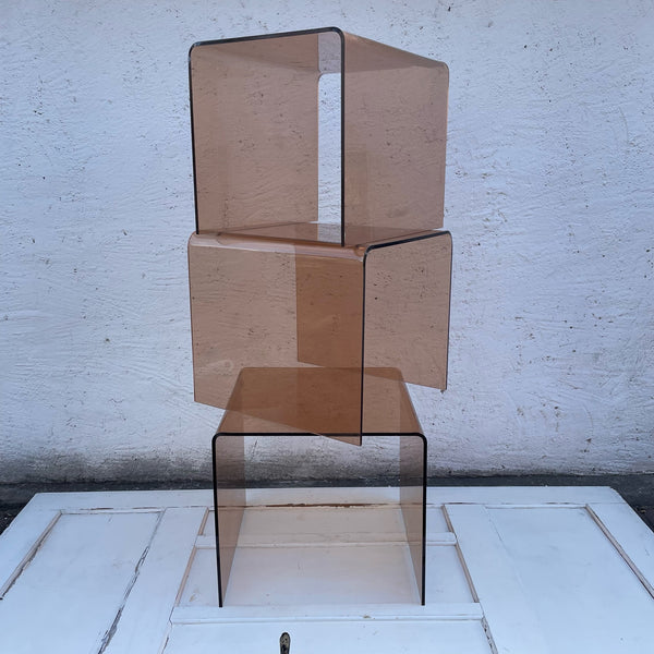 Vintage Beistelltisch aus Acrylglas 3er Set