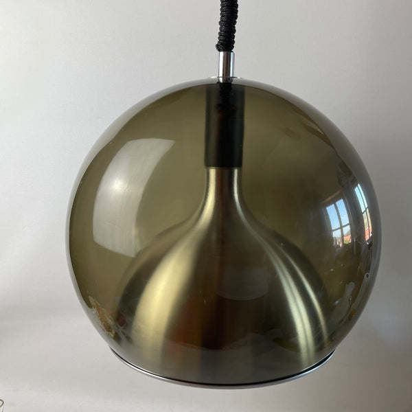Acryl Aluminium Kugel Deckenlampe von Temde Modell 756