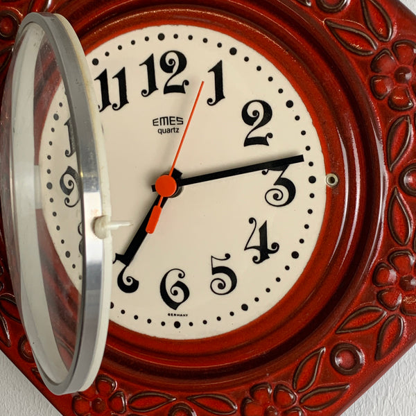 Wanduhr Keramik 60er Jahre von Emes
