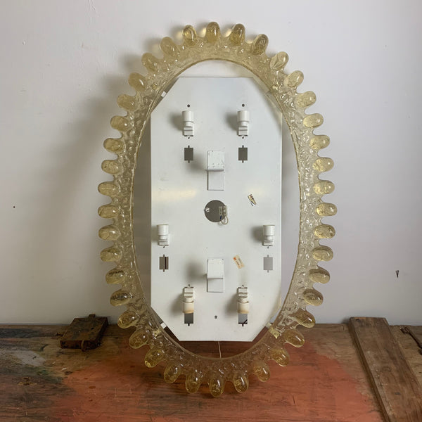 Vintage ovaler beleuchteter Spiegel von Hillebrand