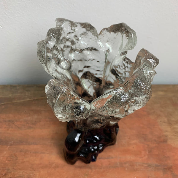 Vintage Eisglas Vase von Pertti Santalahti für Humppila Finnland