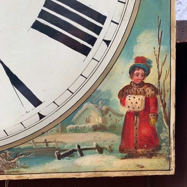 Viktorianische Standuhr mit Mond und Schiff um 1830