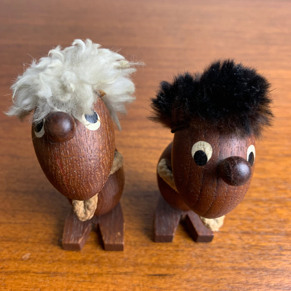 Teak Figuren Optimist und Pessimist von Hans Bolling